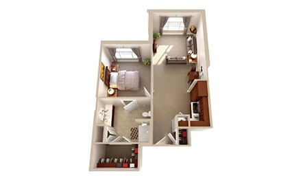 Assisted Living Celadon One Bed One Bath Six Hundred Fifteen Square Feet