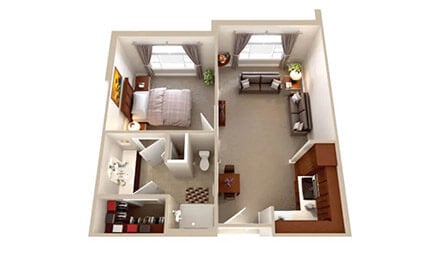 Assisted Living Cobalt One Bed One Bath Four Hundred Ninety Eight Square Feet