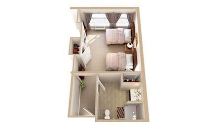 Assisted Living Garnet Studio One Bath Four Hundred One Square Feet