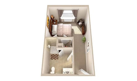 Assisted Living Peridot Studio One Bath Two Hundred Seventy Nine Square Feet