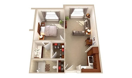 Assisted Living Vermilion One Bed One Bath Five Hundred Ninety Six Square Feet